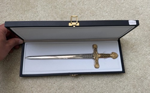 Anframa Excalibur 24K Gold Damascene Letter Opener Miniature Sword Toledo Spain