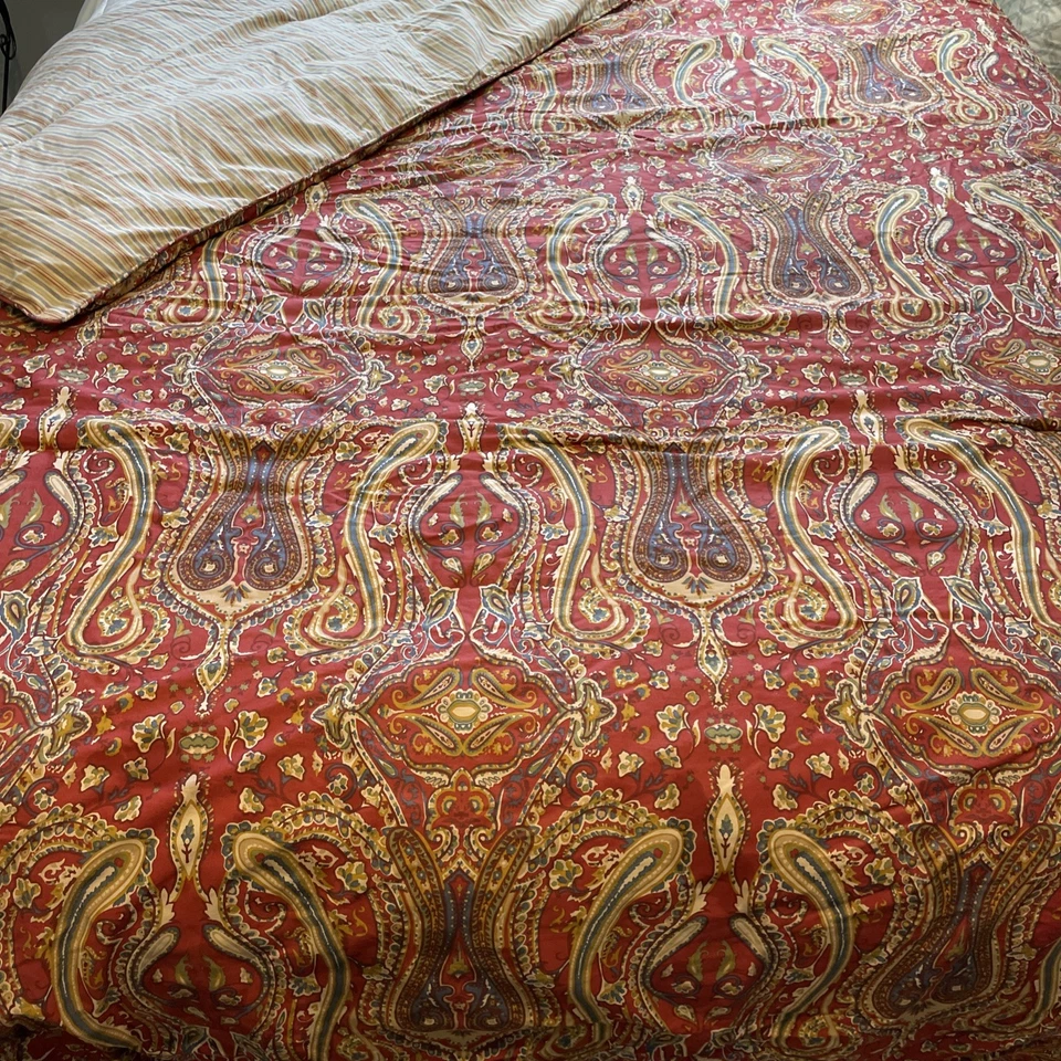 Edredón Lauren Ralph Lauren Nantucket Paisley Completo Reina Rojo Lujo Patrimonio Foto 3 de 4