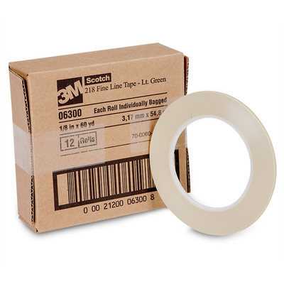 3M Automotive 6300 Scotch Fine Line Tape, 1/8'' x 60 yd. Green