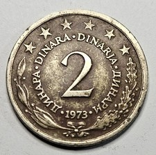 1973 Yugoslavia 2 Two Dinara - Copper Nickel Zinc Coin - Yugoslavian World Coin