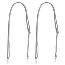 2 Pcs Leather Purse Handle Strap 26"-47" Adjustable Strap Replacement Grey