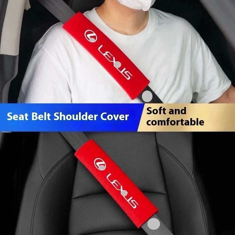 2 Piezas Adecuado para Accesorios de Almohadilla de Hombro Cinturón de Seguridad de Coche LEXUS, Negro/Rojo Foto 3 de 4