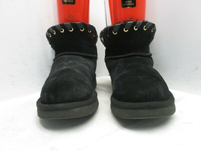 UGG  Leather Black Suede Leather Shearling Boots Unisex New! Ugg Esther Genuine Shearling Bootie Black Suede Size 10  main image 2
