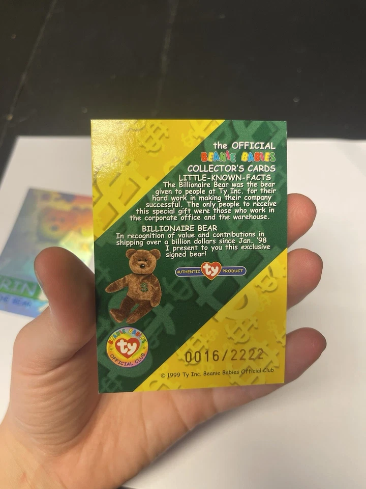 TY Beanie Babies Trading CARD Rare Billionaire Bear N Erin.. Blue And Green - Image 4 of 4