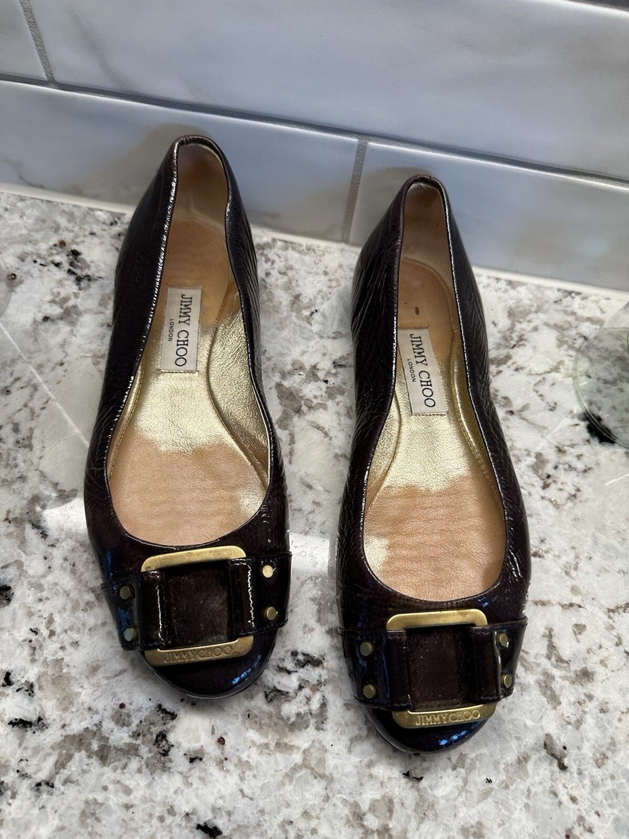 Jimmy Choo Morse purple liquid patent leather ballet flats Jimmy Choo Morse purple liquid patent leather ballet flats