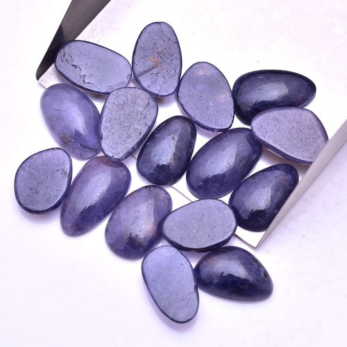 16 Pcs Natural Iolite 14mm-17mm Cabochon Untreated Loose Gemstones Wholesale Lot - Picture 3 of 4