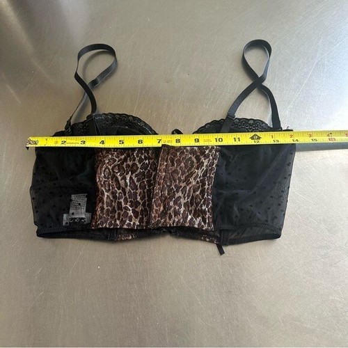 Dolce & Gabbana 90s Black Animal print Mesh Lace-up Bustier Corset 38D Medium L - Picture 6 of 16