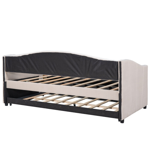 Upholstered Daybed w/ Trundle Sofa Bed Storage Bed For Bedroom Living Room Dorms - Picture 32 of 50