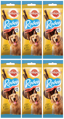 6 PEDIGREE RODEO BEEF Dog Treats Packs with Omega3 Vitamins & Minerals 70g 2.5oz