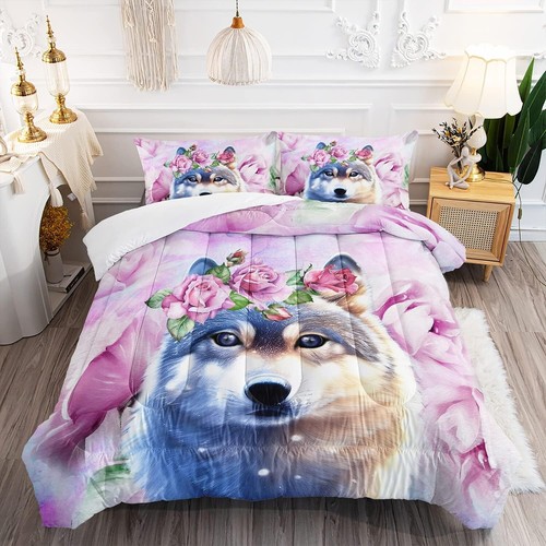 Fade-Resistant Wild Animal Comforter Set - Queen with 2 Pillowcases for Teens - Picture 3 of 9