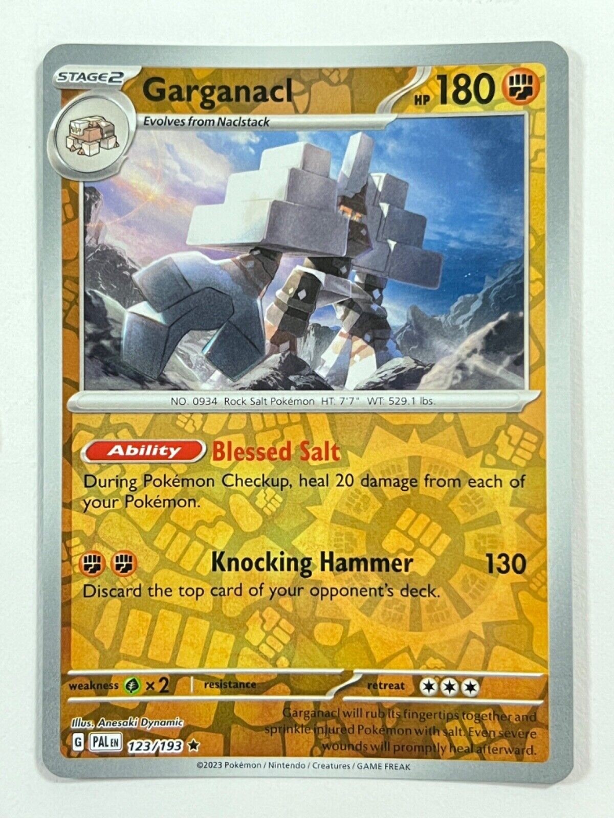 Pokemon - Garganacl 123/193 - Reverse Holo Rare - Paldea Evolved - NM/M