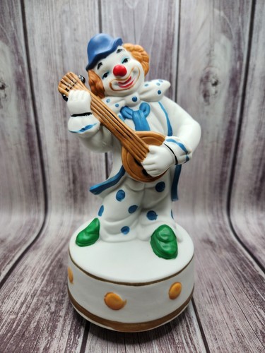 Vintage 8" Musical "Send in the Clowns" Banjo Playing Circus Clown Figurine