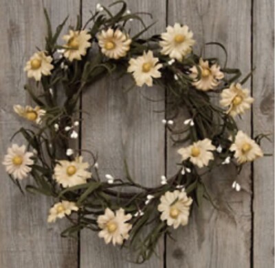Teastain Daisy With Pip Berries Wreath Candle Ring 12  Primitive Country