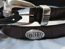Men's Brown Leather Belt with UNLV University of Las Vegas Conchos Size 44 R+