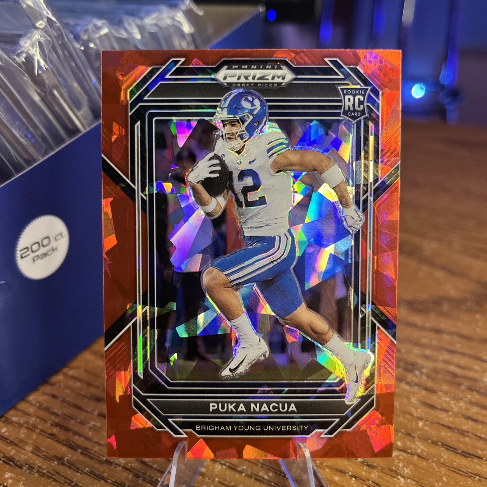 Puka Nacua 2023 Panini Prizm Draft Picks Red Cracked Ice #197 RC BYU