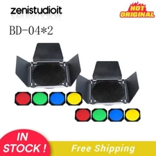 US 2Pcs BD-04 Barn Door Honeycomb Grid Set for Studio Flash SK400II AD400pro