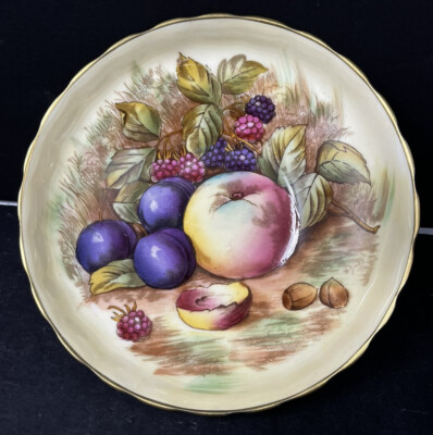 Aynsley Orchard Fruit Pedestal Bowl Dish Signed D.Jones Hand Painted 