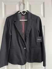 New Rafaella Women s Navy Polka Dot 2 Buttons Blazer Jacket Size M NWT 89