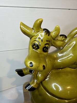 Vintage Dorrane Cow Jump Over The Moon Cookie Jar CA Pottery