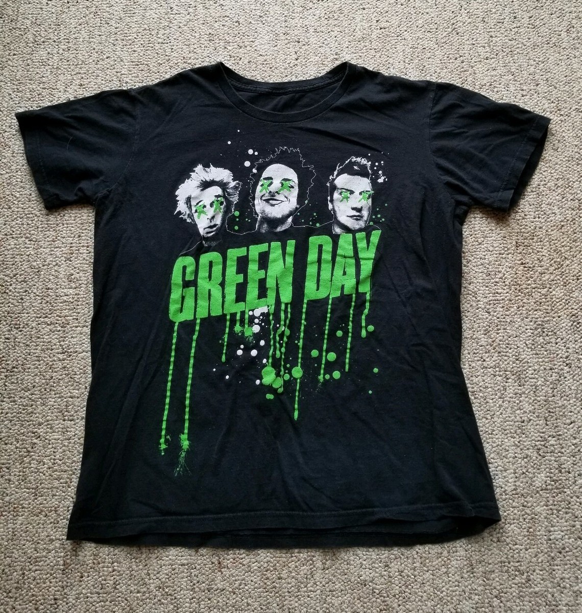Green Day Pop Punk Rock Band T Shirt Spell Out Graphic Tee Size M