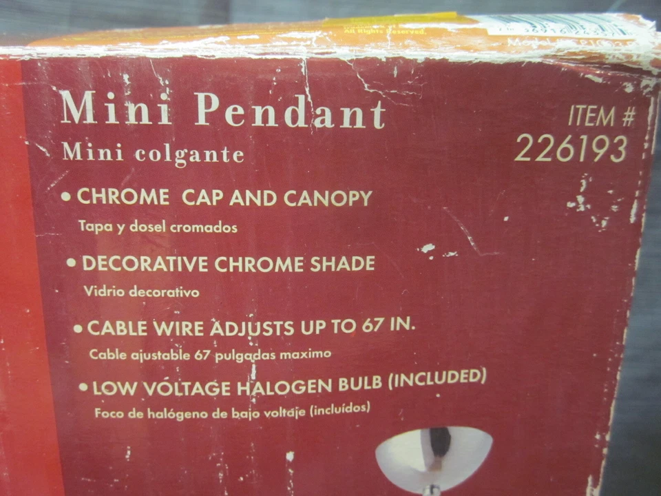Portfolio 226193 Mini Colgante Tapa Cromada con Toldo Lámpara Colgante - NUEVO Foto 2 de 4
