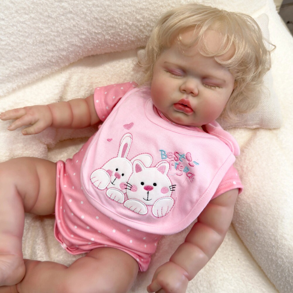 24In Lifelike Reborn Baby Doll Pickle 3D Skin Rooted Curly Hair