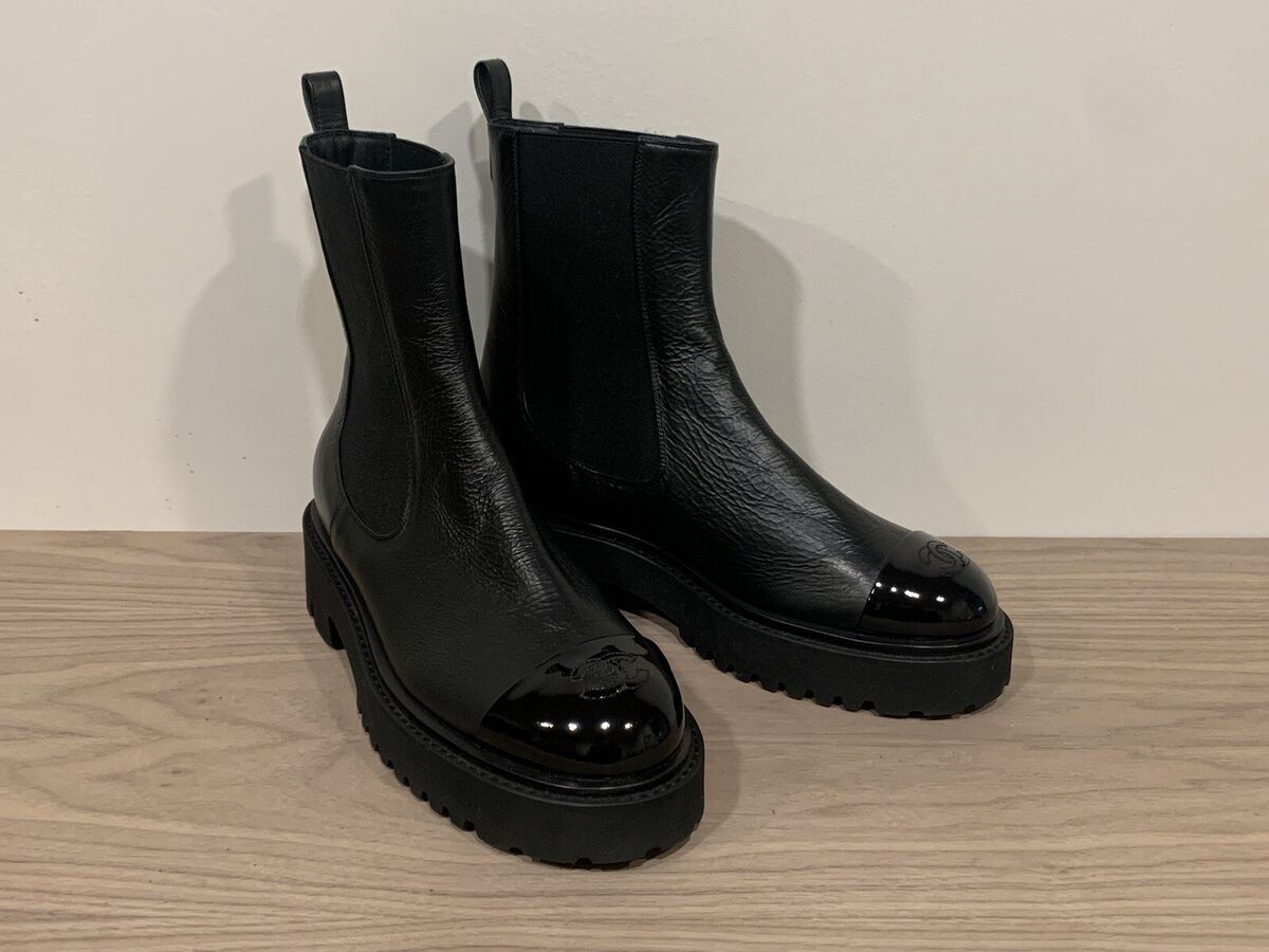Chanel Patent Leather Toe Chelsea Boot Size 41 BRAND NEW Chanel Patent Leather Toe Chelsea Boot Size 41 BRAND NEW