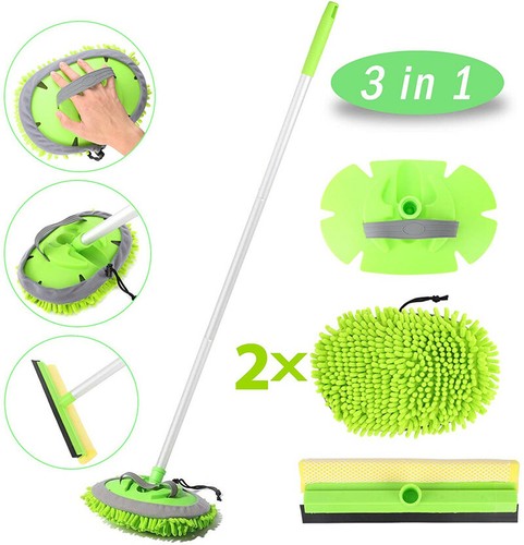 Microfiber Car Wash Brush Cleaning Mop Auto Truck 47.5" Long Handle Extension - 第 14/14 張圖片