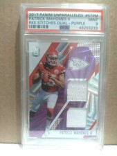 2017 Unparalleled Rookie Stitches Dual /99 Patrick Mahomes RC PSA 9 
