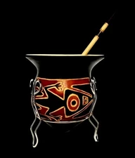 Calabaza Porongo Mate gourd cup Argentino/Hand made carved and burned/No Inks