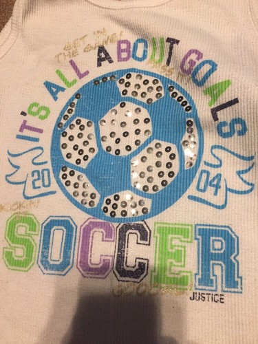Girls Justice Soccer Sleep Pajama Set Blue White Size 8 Capris - Picture 6 of 6