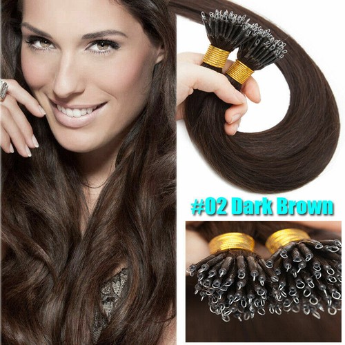 Invisible Nano Ring Beads Tip Hair Extensions100% Real Remy Human Hair Thick1g/s - Picture 21 of 110