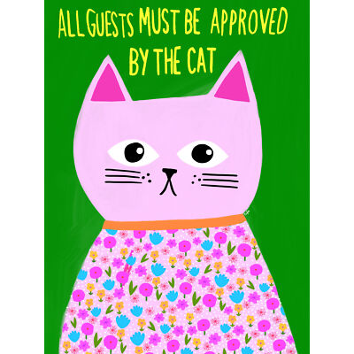 Katze Approval Schild gemustert hellgrün Gäste riesig Wandbild Poster Druck riesig