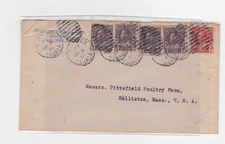 CANADA  cover 1924 to Holliston Mass 1924 backstamp "POSTAL STA TRANSIT"