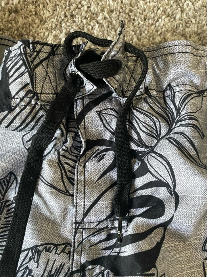 2 Bañadores Para Hombre Board Shorts Grandes 36 Op George Hawaiano Floral Negro Gris Foto 3 de 4