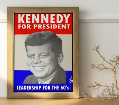Präsident Kennedy Wahlkampf Foto/Plakat bis 36 Zoll