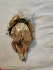 Vintage Harlequin Clown Mardi Gras Jester Porcelain Doll with White Feathers 16" — photo 6