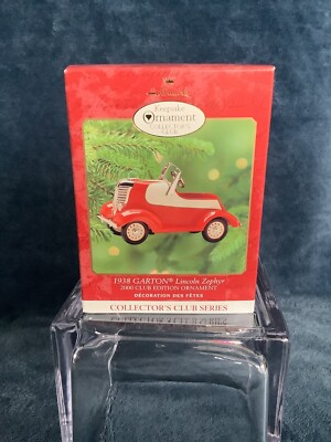 Hallmark Keepsake  1938 Garton Lincoln Zephyr  2000 Club Edition Ornament NEW- A
