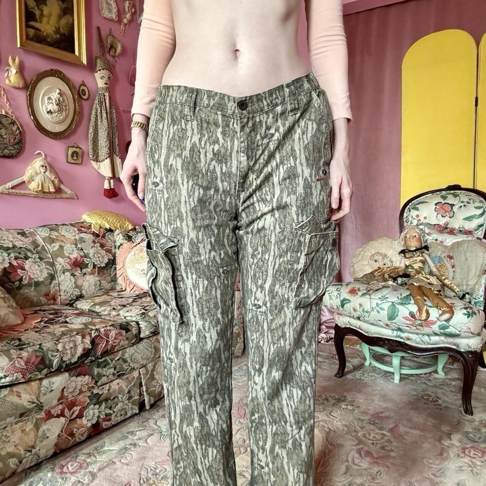 Vtg Mossy Oak Pants Mens Unisex L Camo Cargo Pockets Relaxed Fit