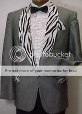 GRAY ZEBRA ANIMAL PRINT VINTAGE PROM TUXEDO SMOKING JACKET MENS SIZES 39- 46