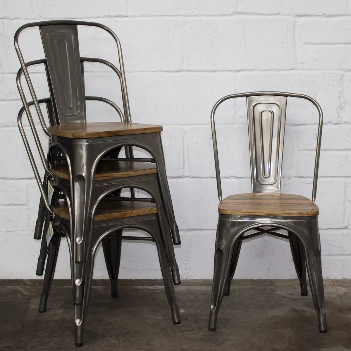 Steel chair set of 4 deals