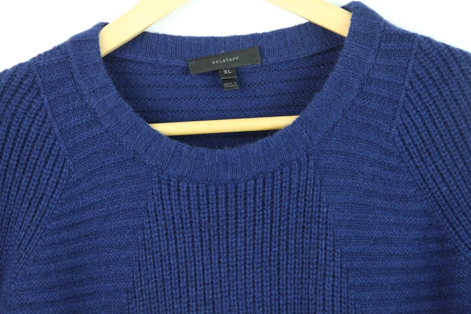 Belstaff Mens XL Crewneck Pullover Chunky Ribbed Knit Cashmere Wool Quiet Luxury - Image 2 of 4