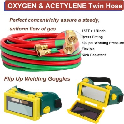Portable brazing torch kit with Gauge Oxygen Acetylene Welding