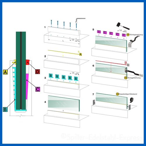 Bodenprofil Eco Ganzglasgeländer Glasgeländer Geländer Glas Alu 1,0kN Aufgesetzt - Bild 33 von 54