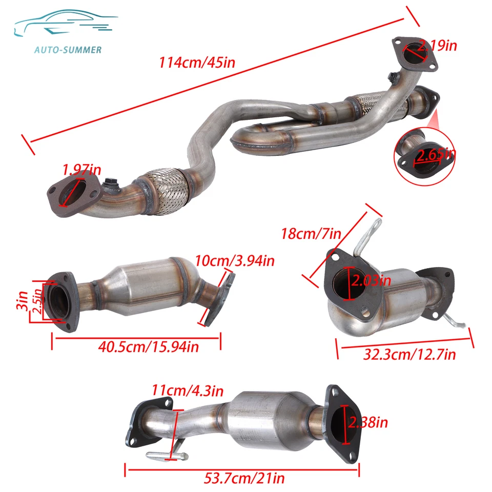 Flex Pipe Catalytic Converters All Three For Chevrolet Treverse 3.6L 2009-2017 Foto 4 de 4