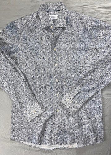 ETON Contemporary Long Sleeve Button Front Poplin Sport Shirt. Paisley 40 15 3/4 - Picture 2 of 7