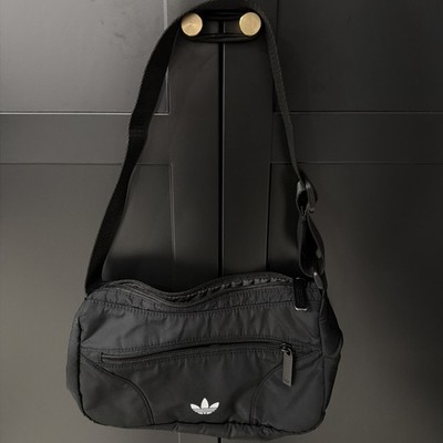 Adidas Originals Black Shoulder Bag Logo Pattern Zip Closure Adjustable Strap
