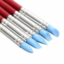 Pack 5 Silicone Rubber TIp Brushes Shaper Brush Paint Glue DIY Pottery Pastel!