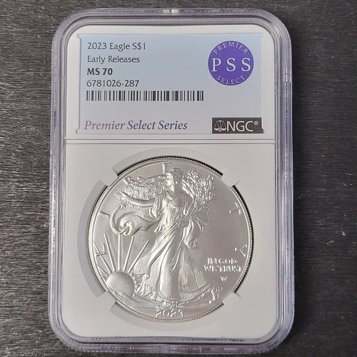 2023 AMERICAN SILVER EAGLE NGC MS70 EARLY RELEASES PREMIER SELECT SERIES LABEL