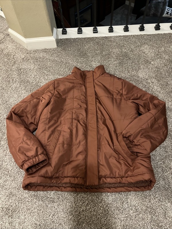 Altar’d State Women’s Dark Orange/Dark Red Fleece Lined Puffer Jacket Medium M